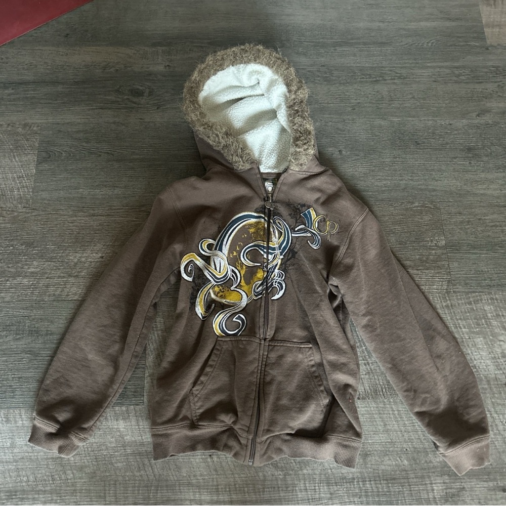 Brown Hoodie with Fur Trim